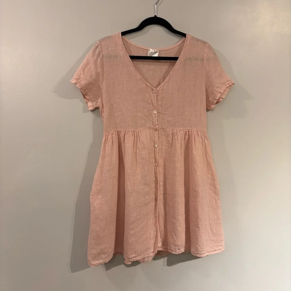 Jillian Harris x Priv Hamptons dress linen pink baby doll dress - Picture 6 of 13